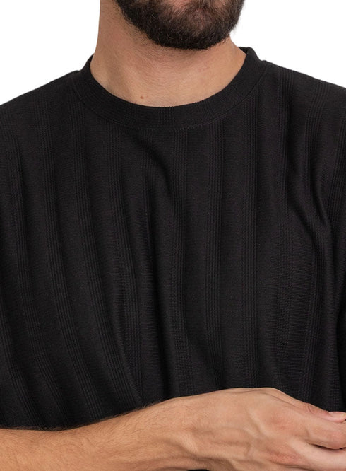 Black S - Jacquard O - S Round T-Shirt - Khotwh